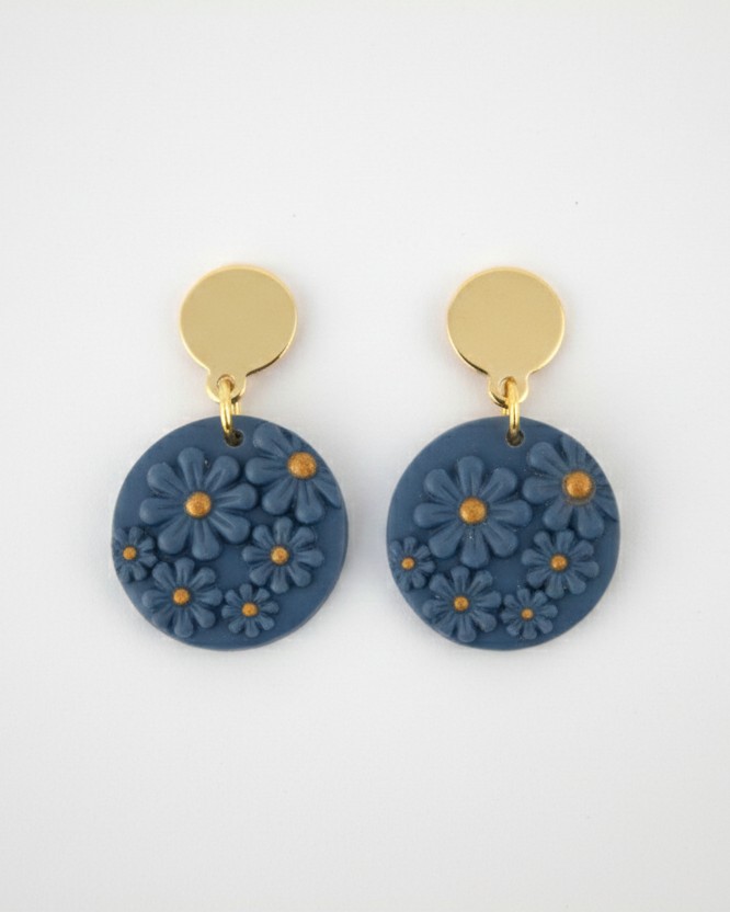 1 par de pendientes artesanales Irati azul