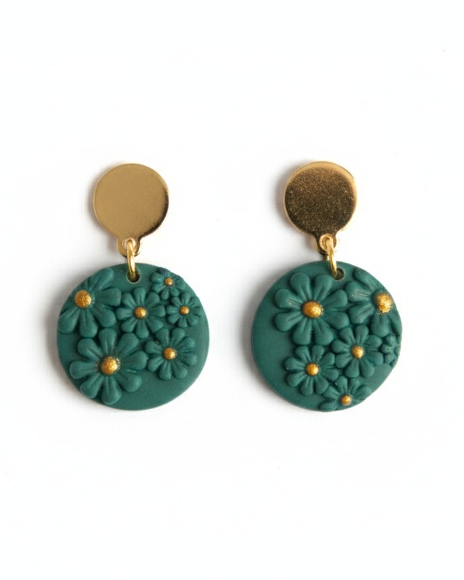 1 par de pendientes artesanales Irati verde